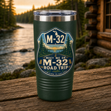 Meet Me on M-32 Road Trip 20oz Polar Camel Tumbler in Dark Green