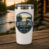 Otsego Lake Northern Michigan Lake Life 20oz Polar Camel Tumbler in White