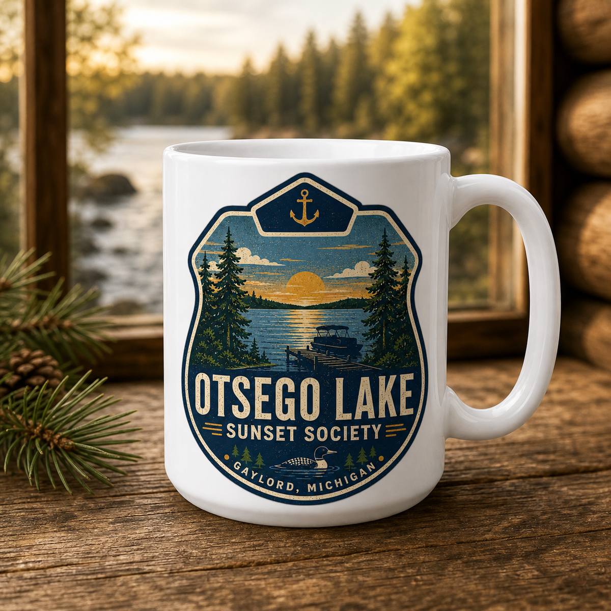 Otsego Lake Sunset Society 15oz White Coffee Mug