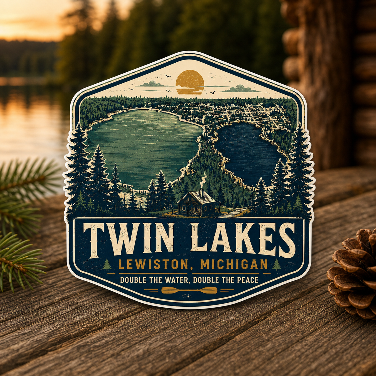 Twin Lakes Lewiston Michigan Die-Cut Sticker