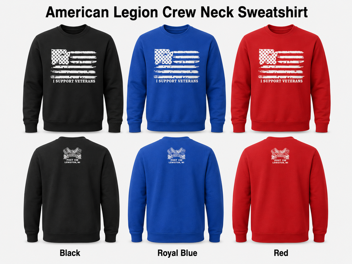 American Legion Post 198 Crew Neck Sweatshirt – I Support Veterans