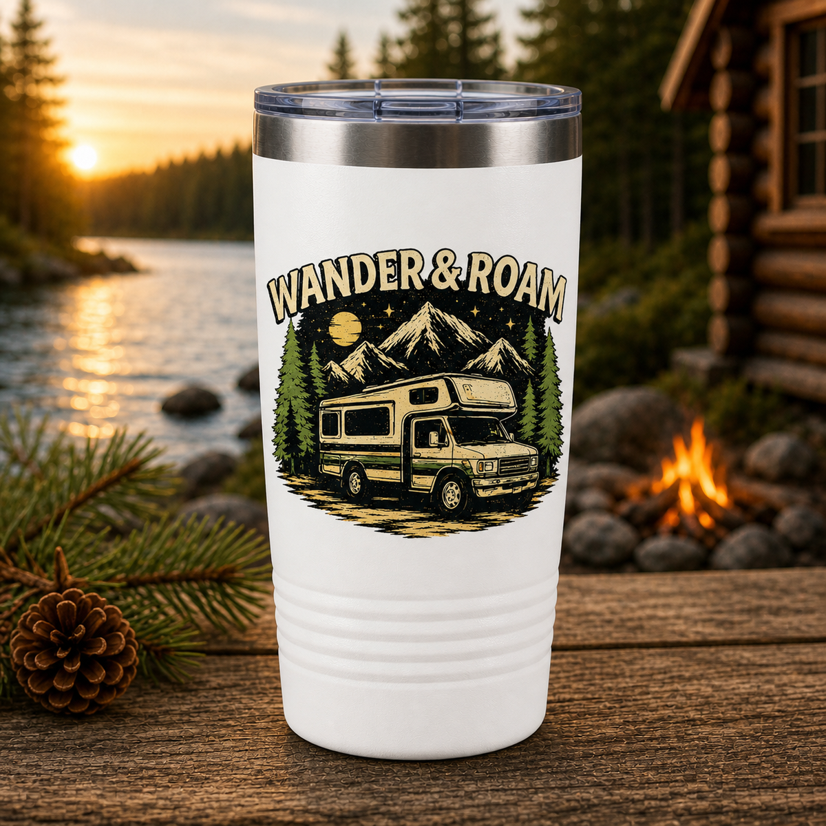 Wander & Roam 20oz Polar Camel Tumbler in White