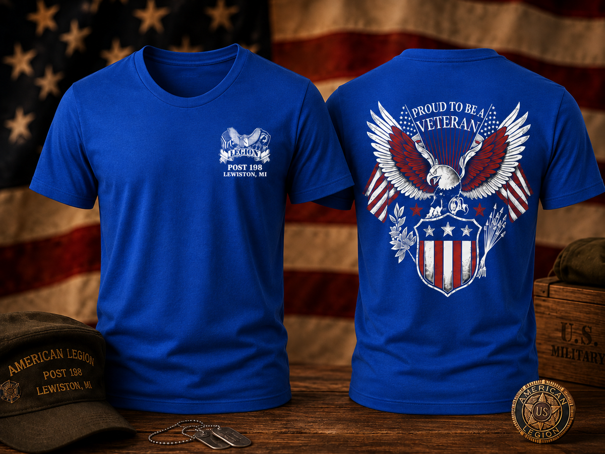 American Legion Post 198 Crew Neck T-Shirt – Proud to Be a Veteran
