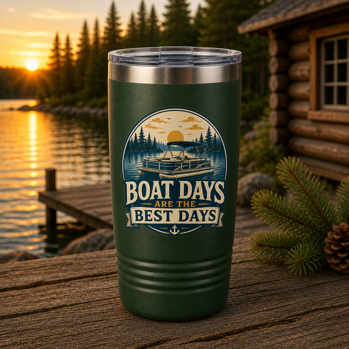 Boat Days Are the Best Days 20oz Polar Camel Tumbler in Dark Green
