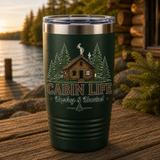 Cabin Life Unplug and Unwind 20oz Polar Camel Tumbler in Dark Green