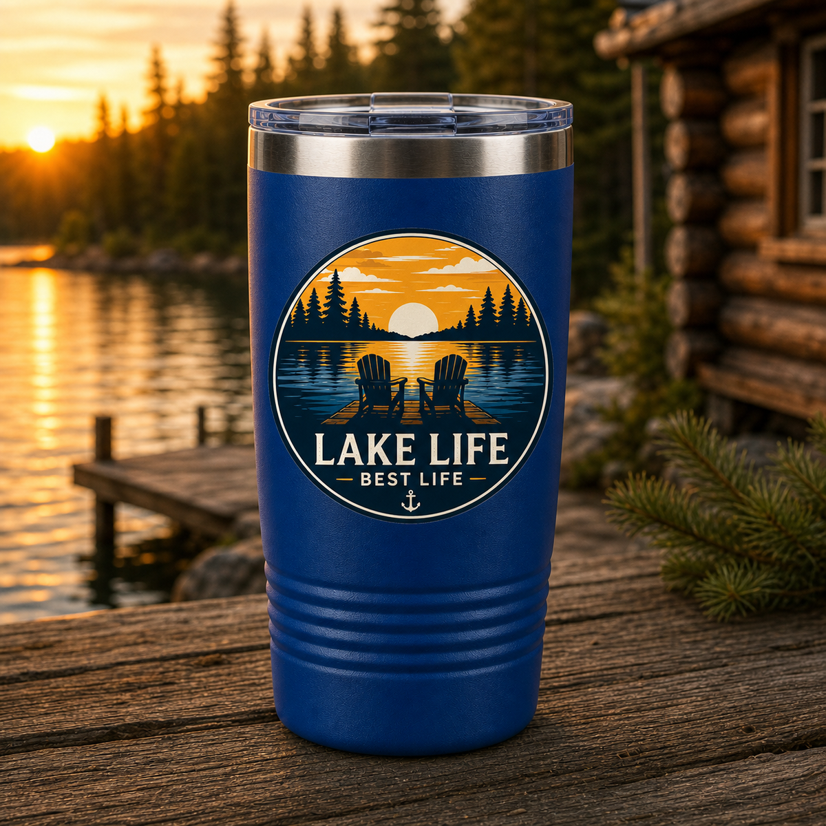 Lake Life Best Life 20oz Polar Camel Tumbler in Royal Blue