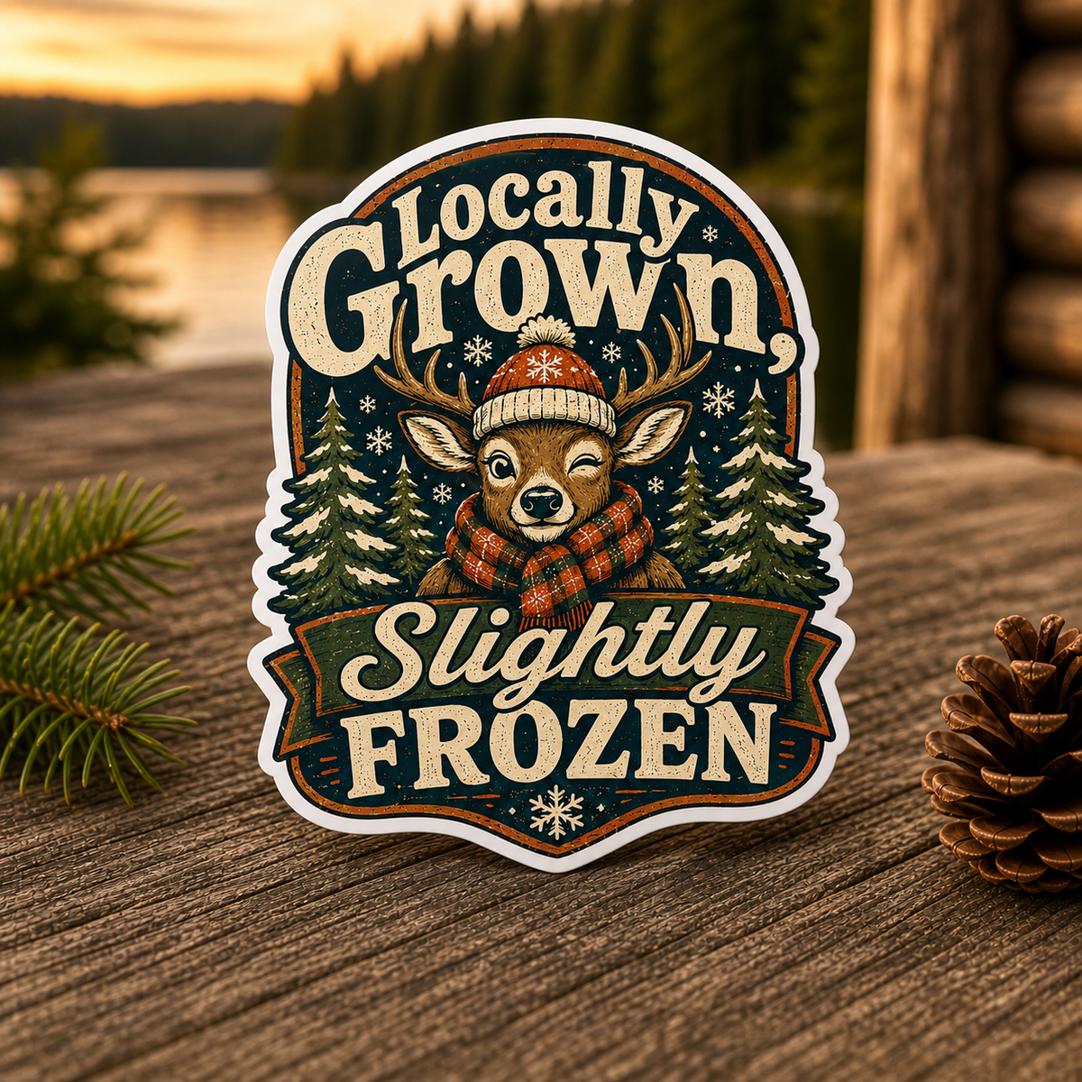 Locally Grown Slightly Frozen Die-Cut Sticker