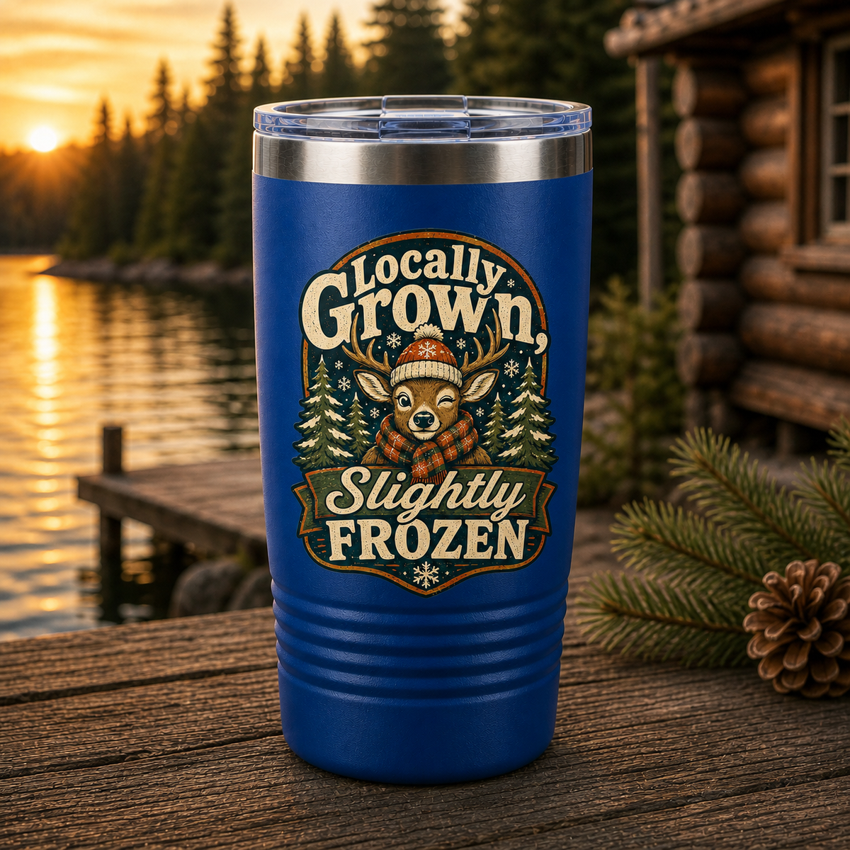 Locally Grown Slightly Frozen 20oz Polar Camel Tumbler in Royal Blue