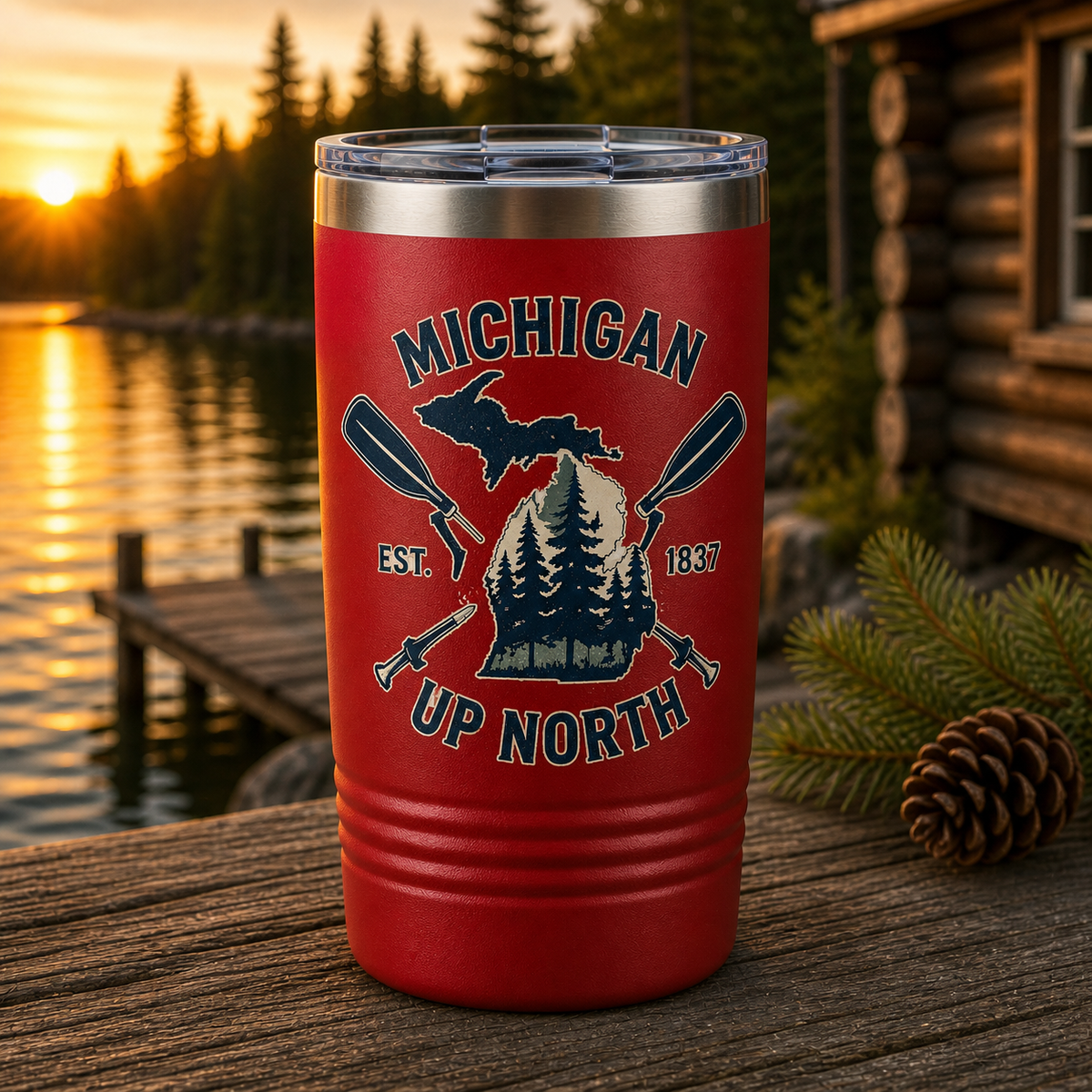 Michigan Up North 20oz Polar Camel Tumbler in Red