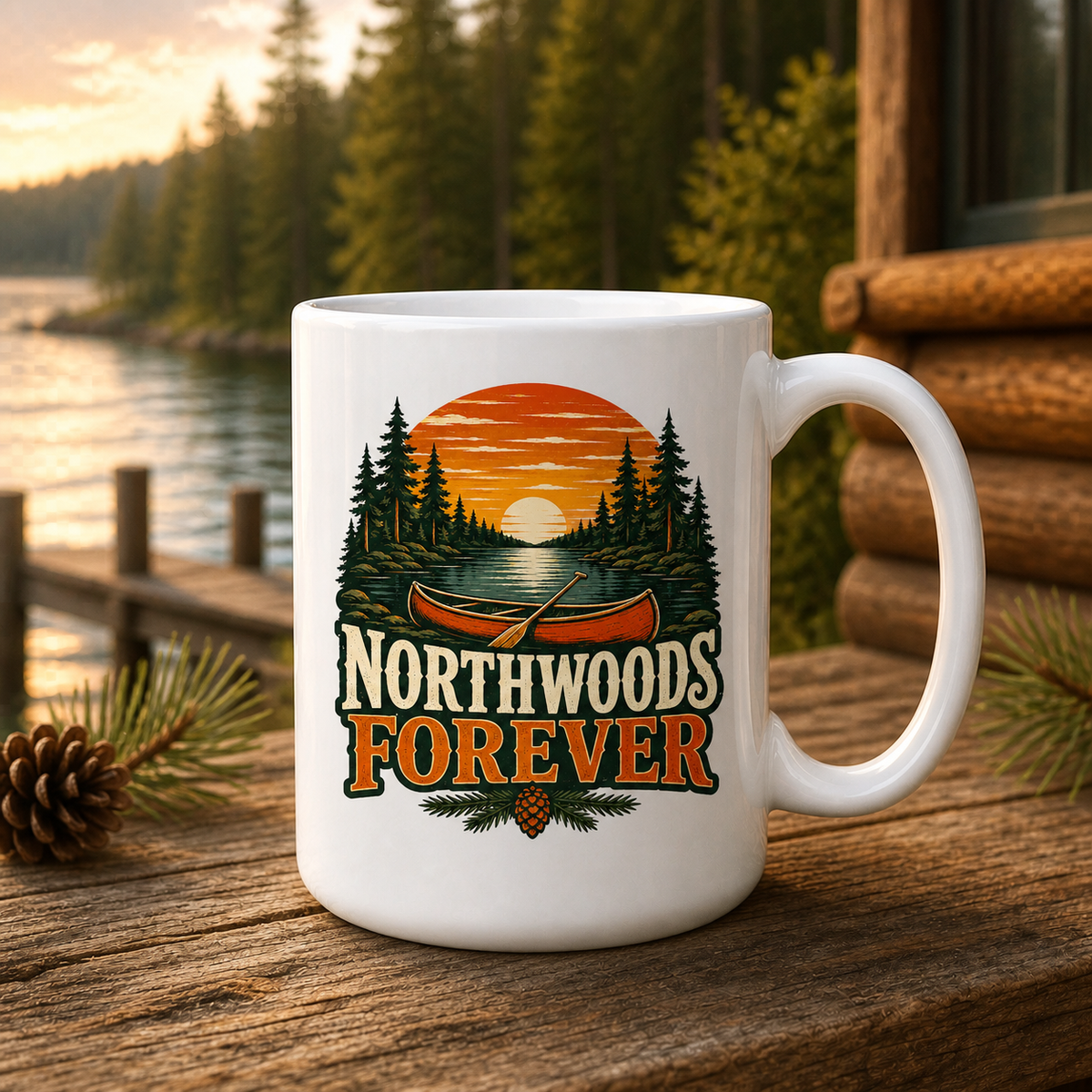 Northwoods Forever 15oz White Coffee Mug