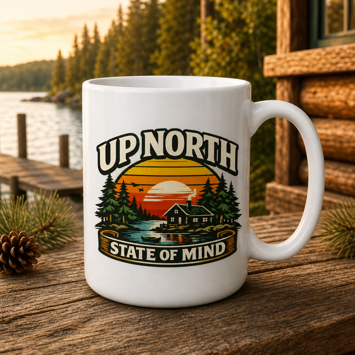 Up North State of Mind 15oz White Coffee Mug
