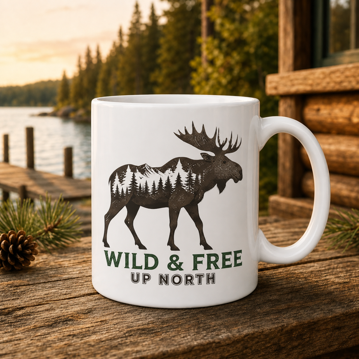 Wild & Free Up North 15oz White Coffee Mug