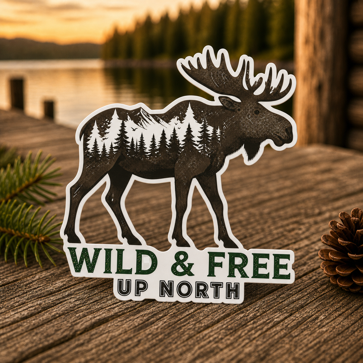 Wild & Free Up North Die-Cut Sticker